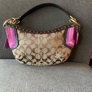 SOLD!!Coach classic Jacquered and suede hobo purse
